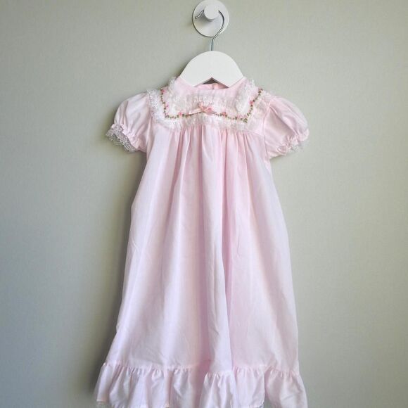 Vintage 80s/90s Baby Girl Alexis Pink Lace Gown 0-6M - Picture 2 of 8